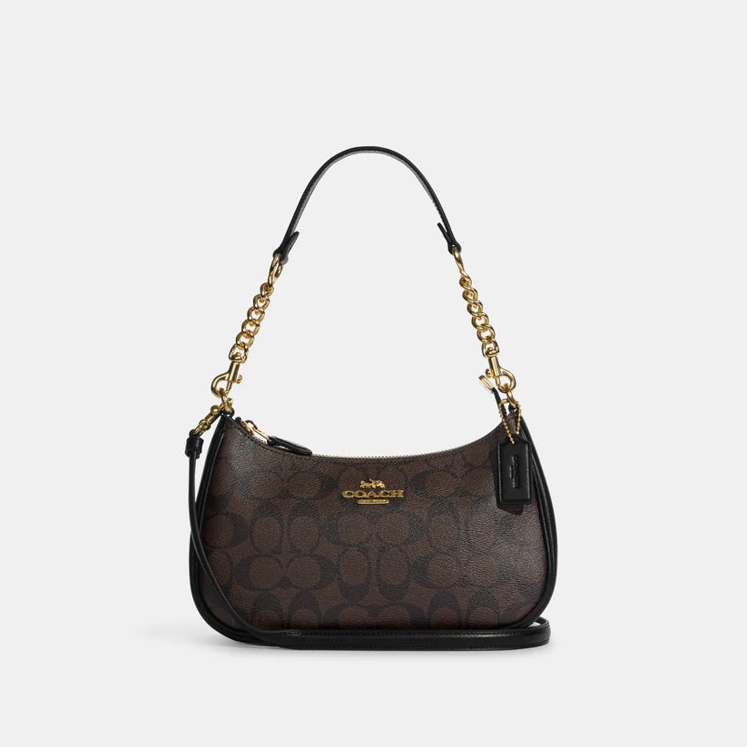 Teri Shoulder Bag In Signature Canvas - Brown Black