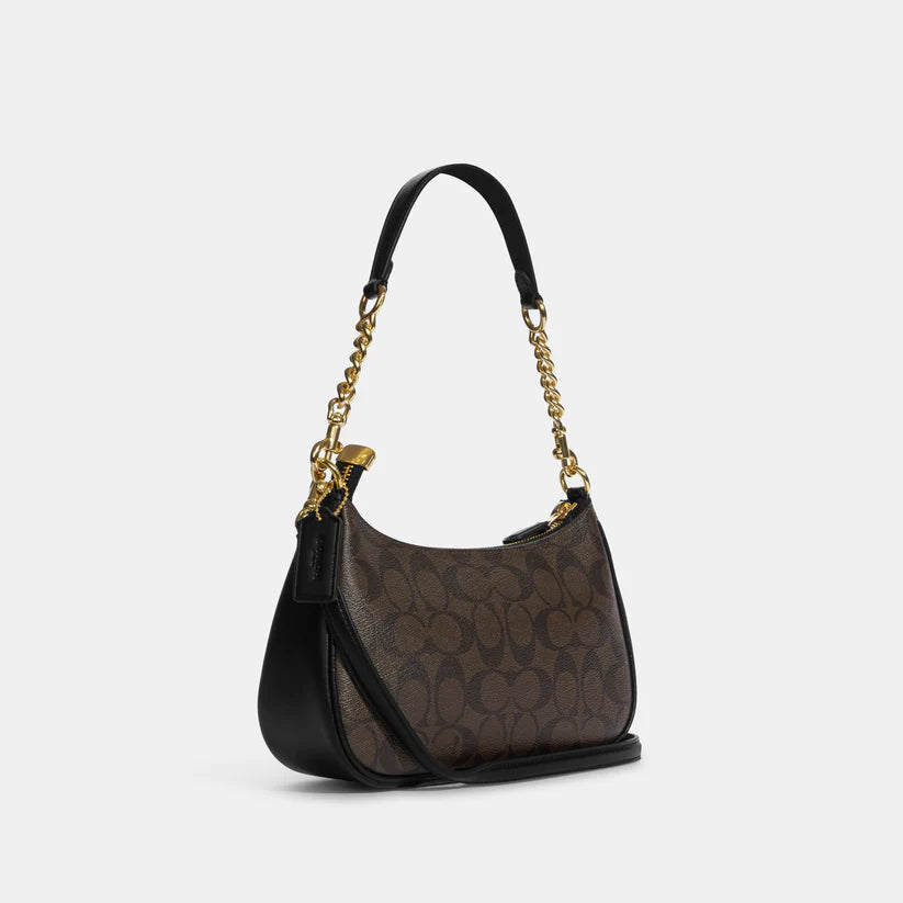 Teri Shoulder Bag In Signature Canvas - Brown Black