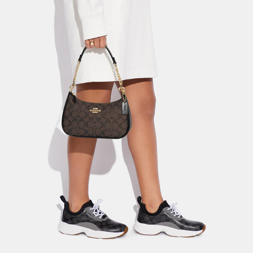 Teri Shoulder Bag In Signature Canvas - Brown Black