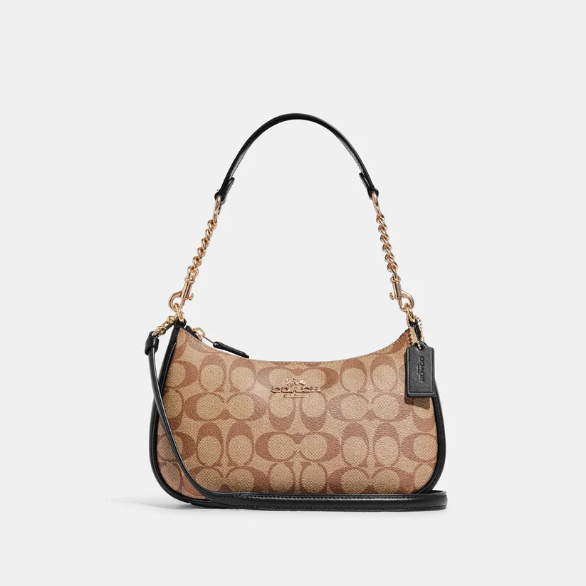 Teri Shoulder Bag In Signature Canvas - Khaki/Black
