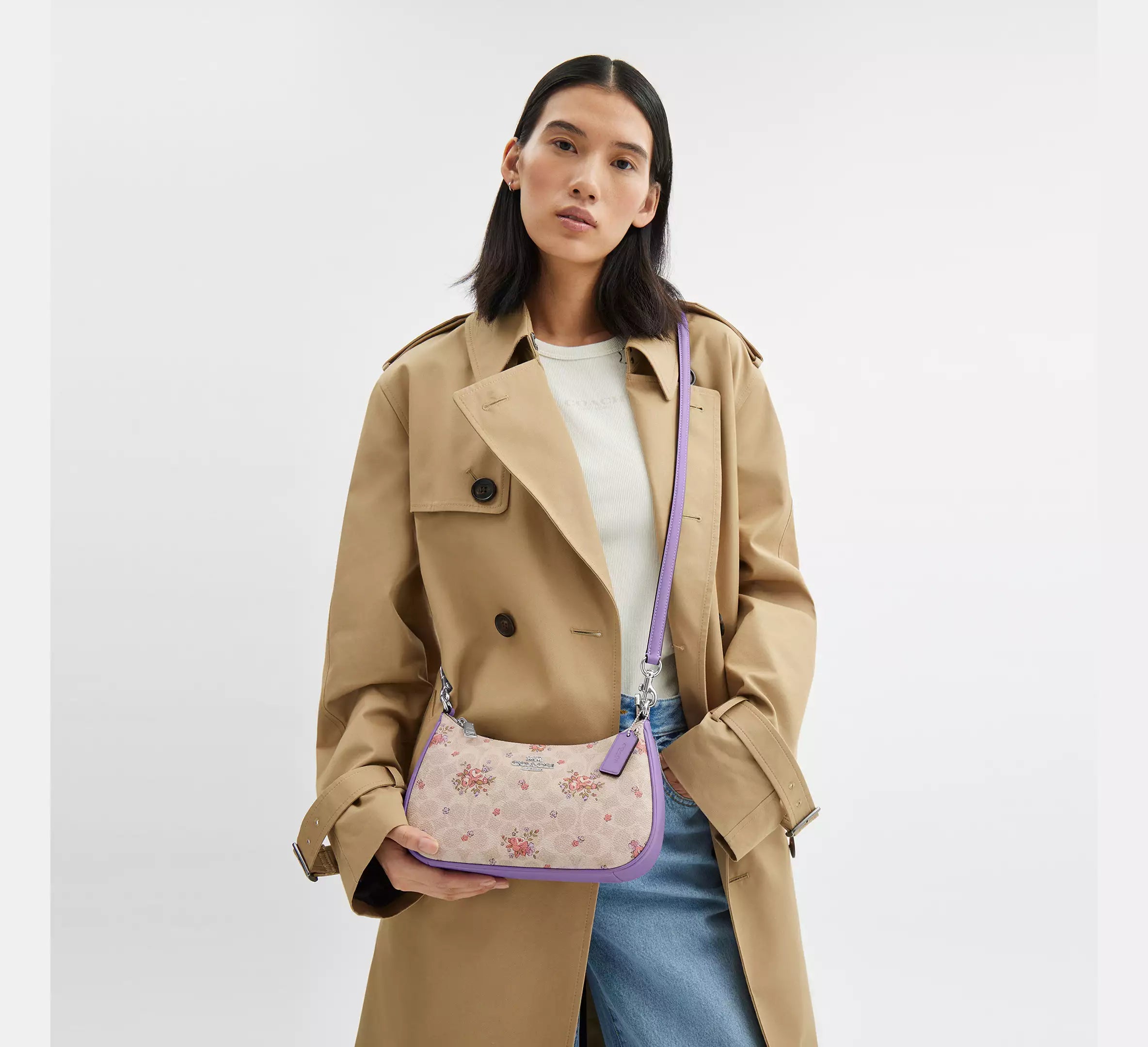 Teri Shoulder Bag In Signature Canvas With Floral Print