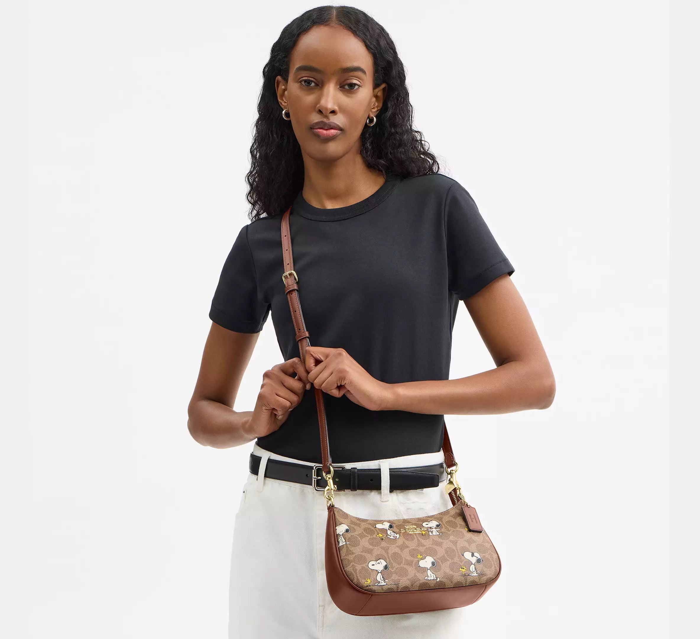 Coach X Peanuts Teri Shoulder Bag In Signature Canvas With Snoopy Print