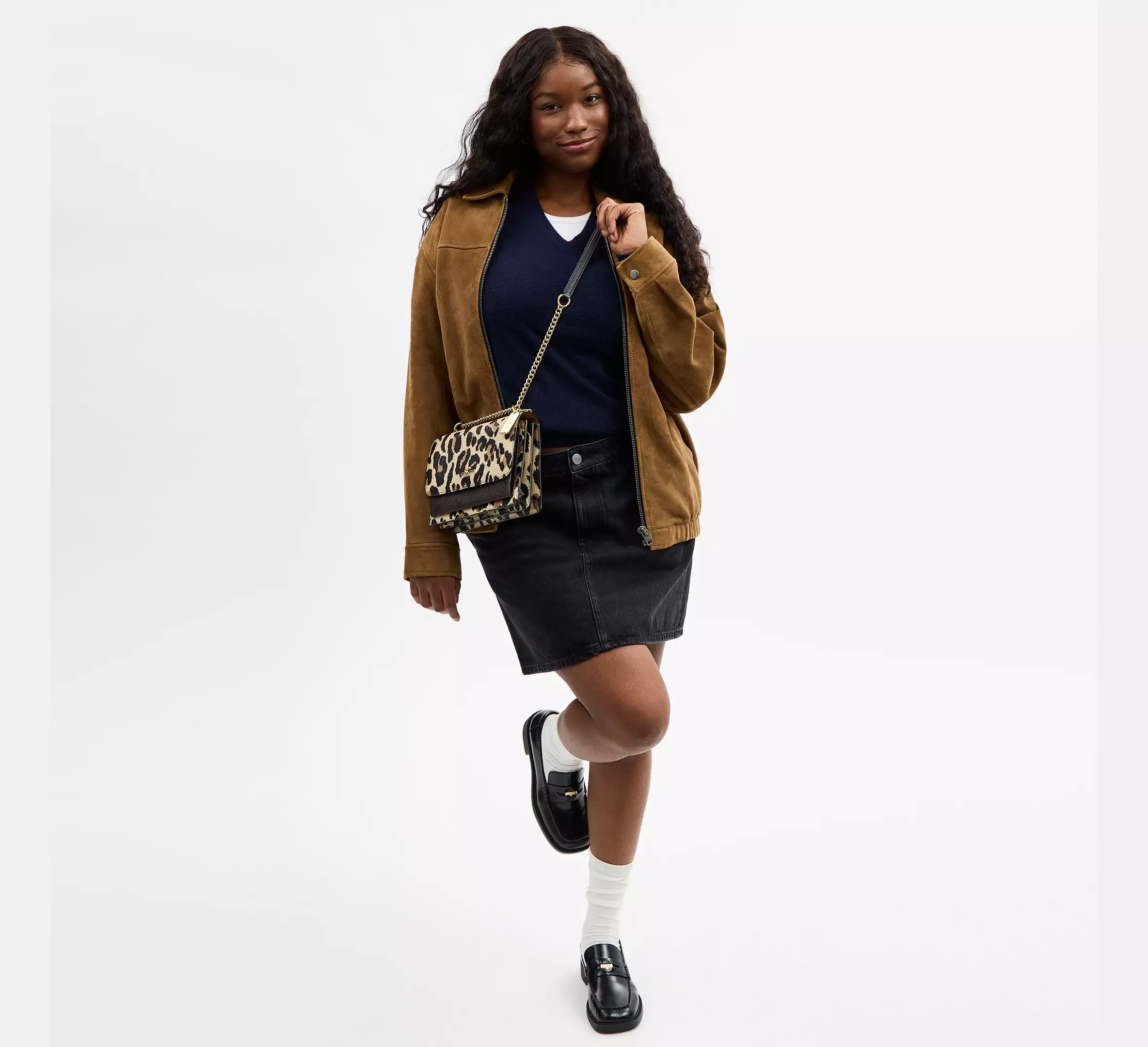 Klare Crossbody Bag In Signature Canvas - Leopard/Walnut Multi