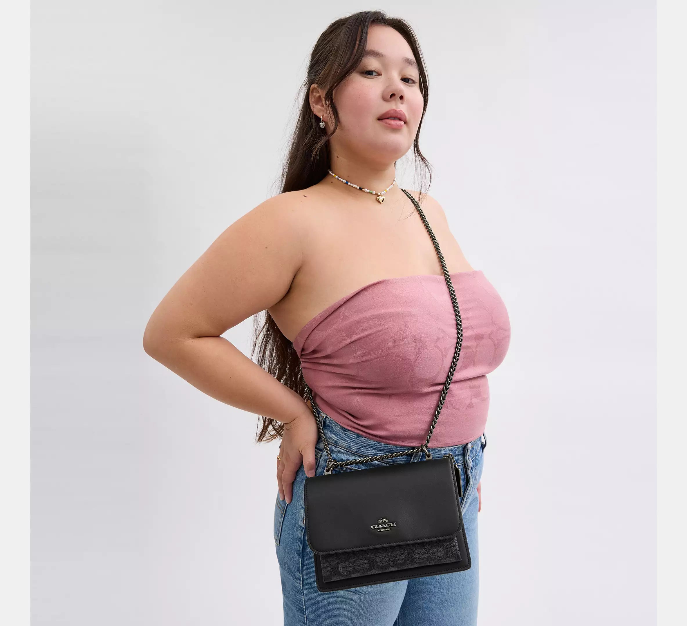 Klare Crossbody Bag In Signature Canvas - Charcoal/Black