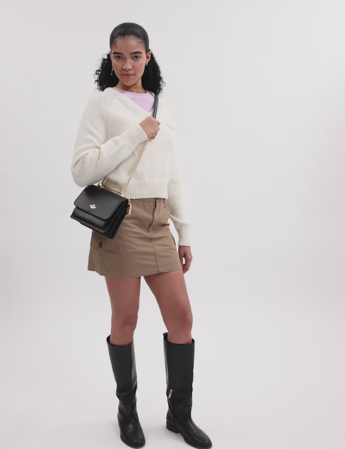 Klare Crossbody Bag In Signature Canvas - Walnut/Black