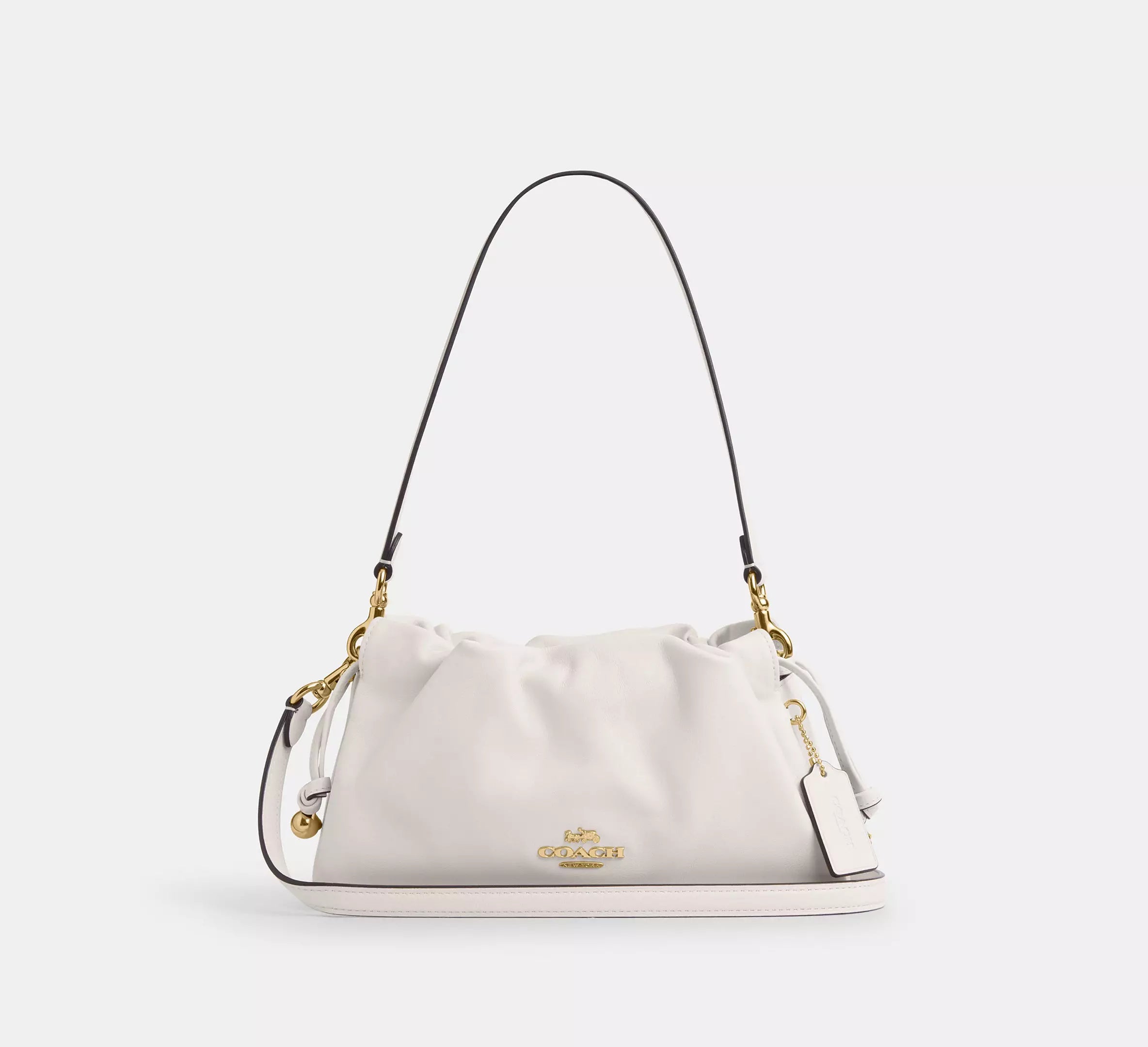 Faye Shoulder Bag With Ruching - Gold/Chalk