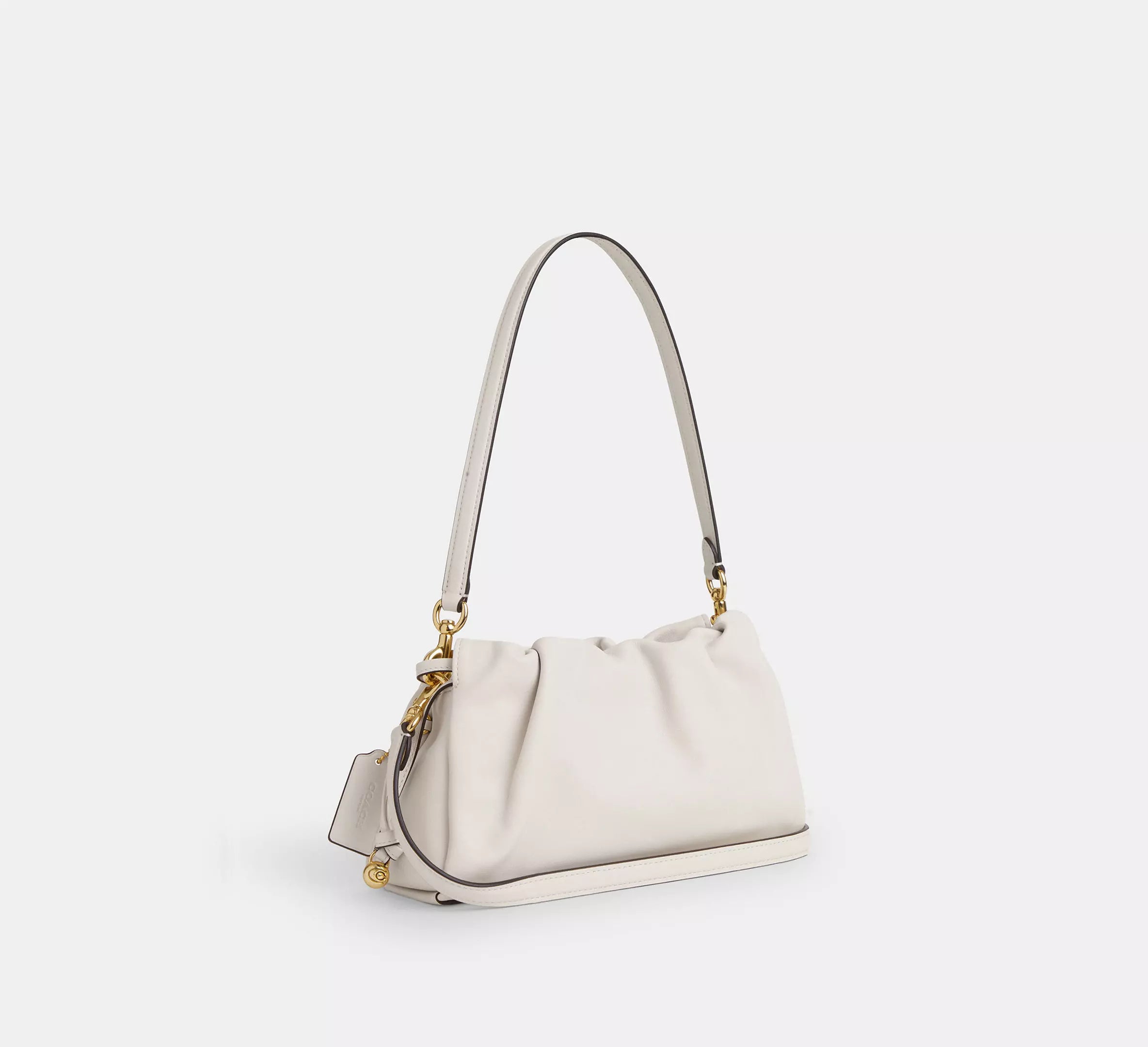 Faye Shoulder Bag With Ruching - Gold/Chalk