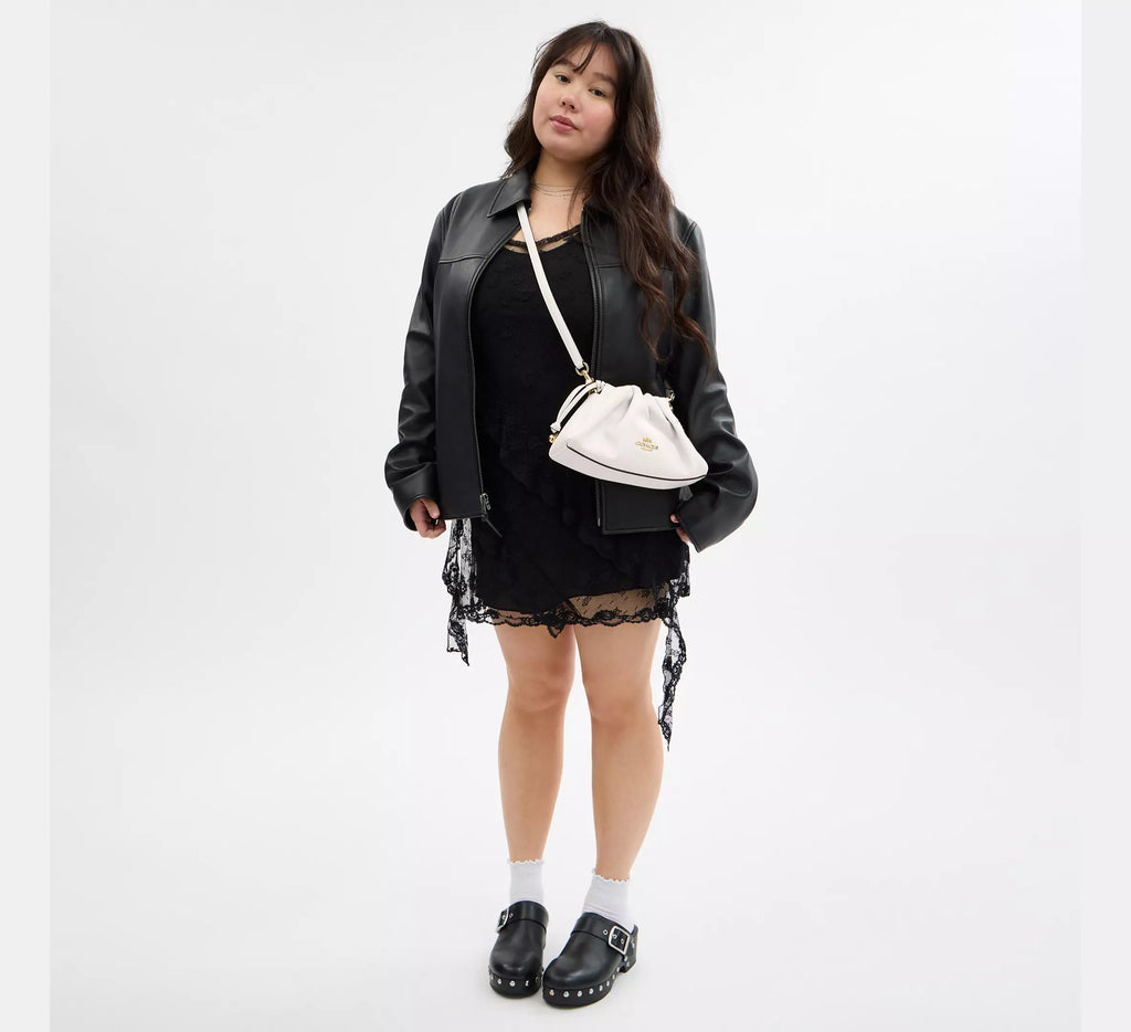 Faye Shoulder Bag With Ruching - Gold/Chalk