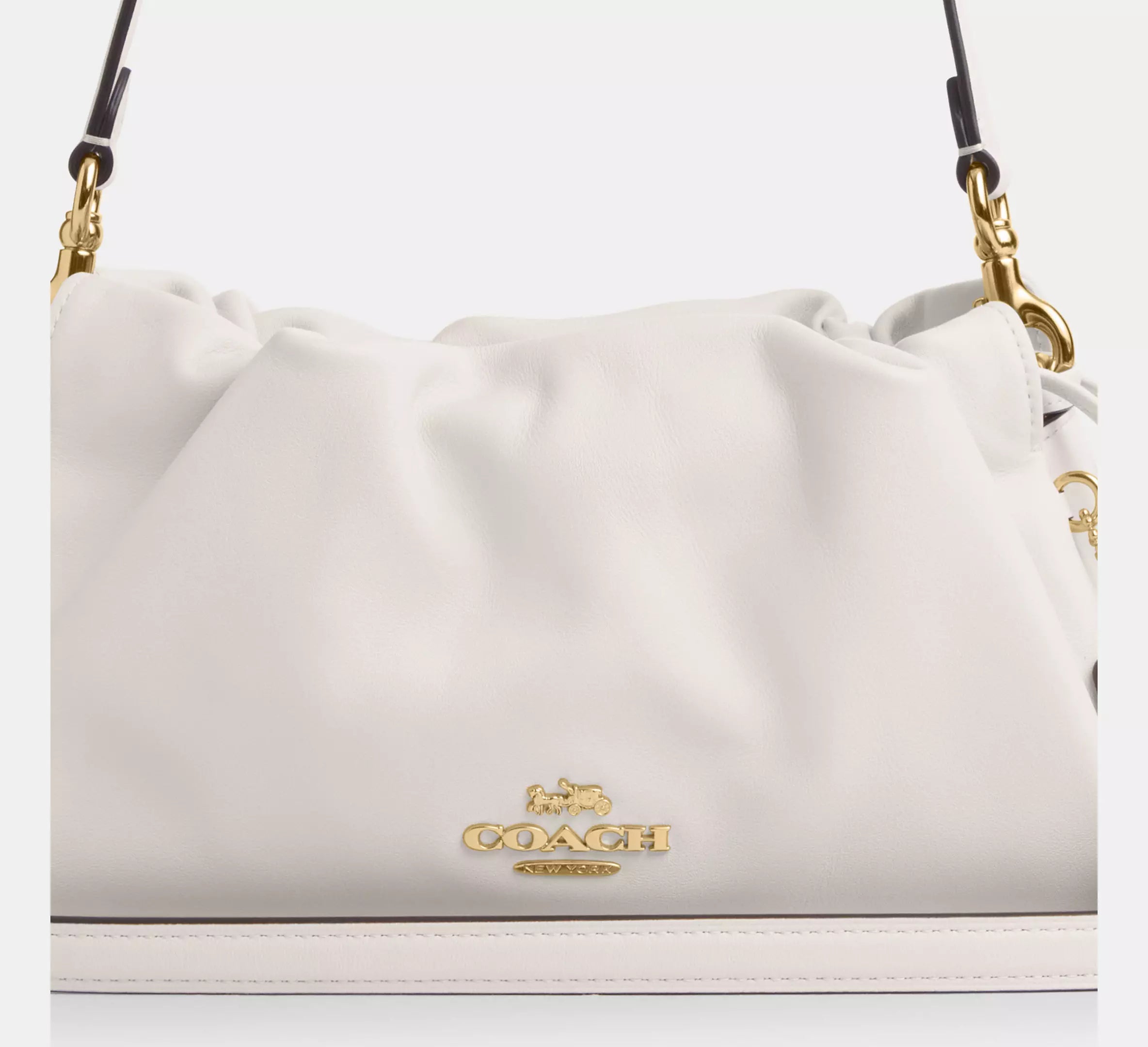 Faye Shoulder Bag With Ruching - Gold/Chalk