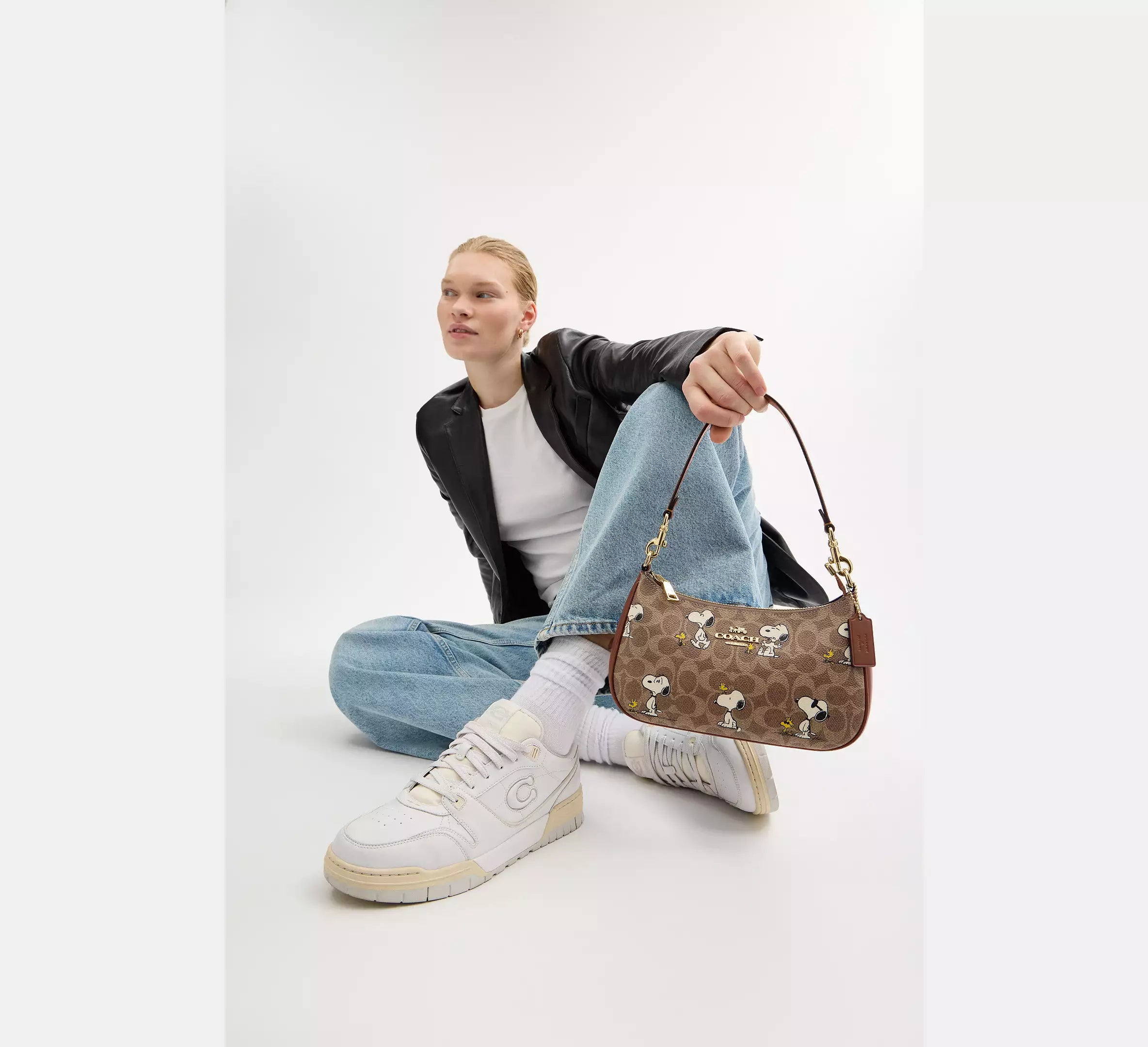 Coach X Peanuts Teri Shoulder Bag In Signature Canvas With Snoopy Print