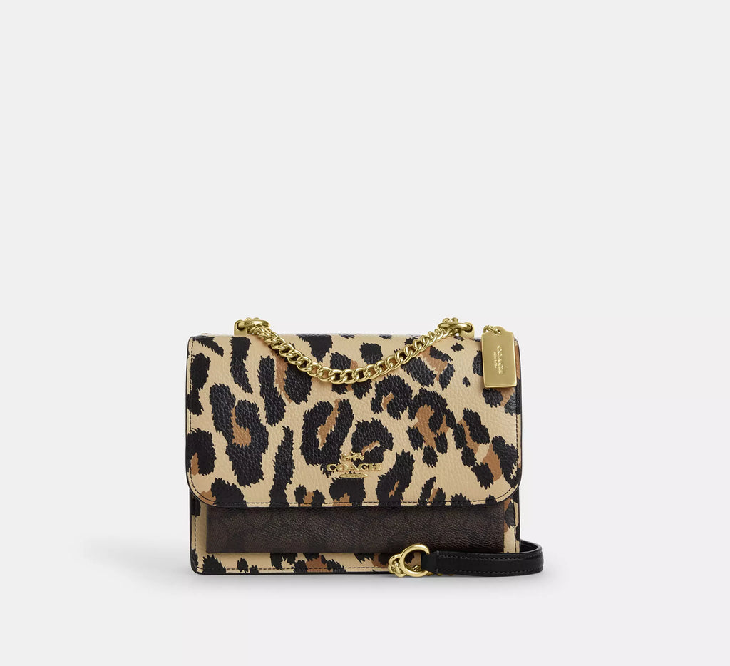 Klare Crossbody Bag In Signature Canvas - Leopard/Walnut Multi