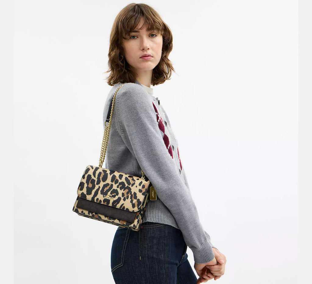 Klare Crossbody Bag In Signature Canvas - Leopard/Walnut Multi