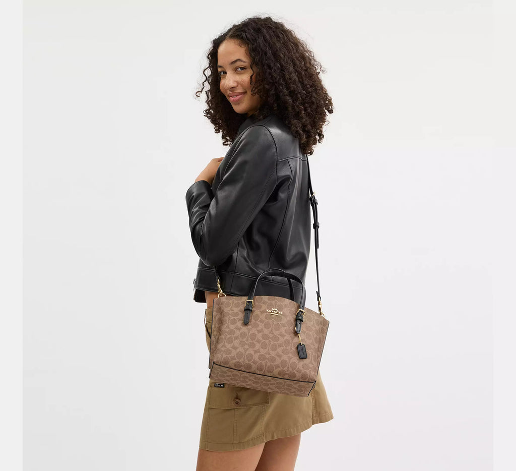 Mollie Tote Bag 25 In Signature Canvas -  Gold/Tan/Black