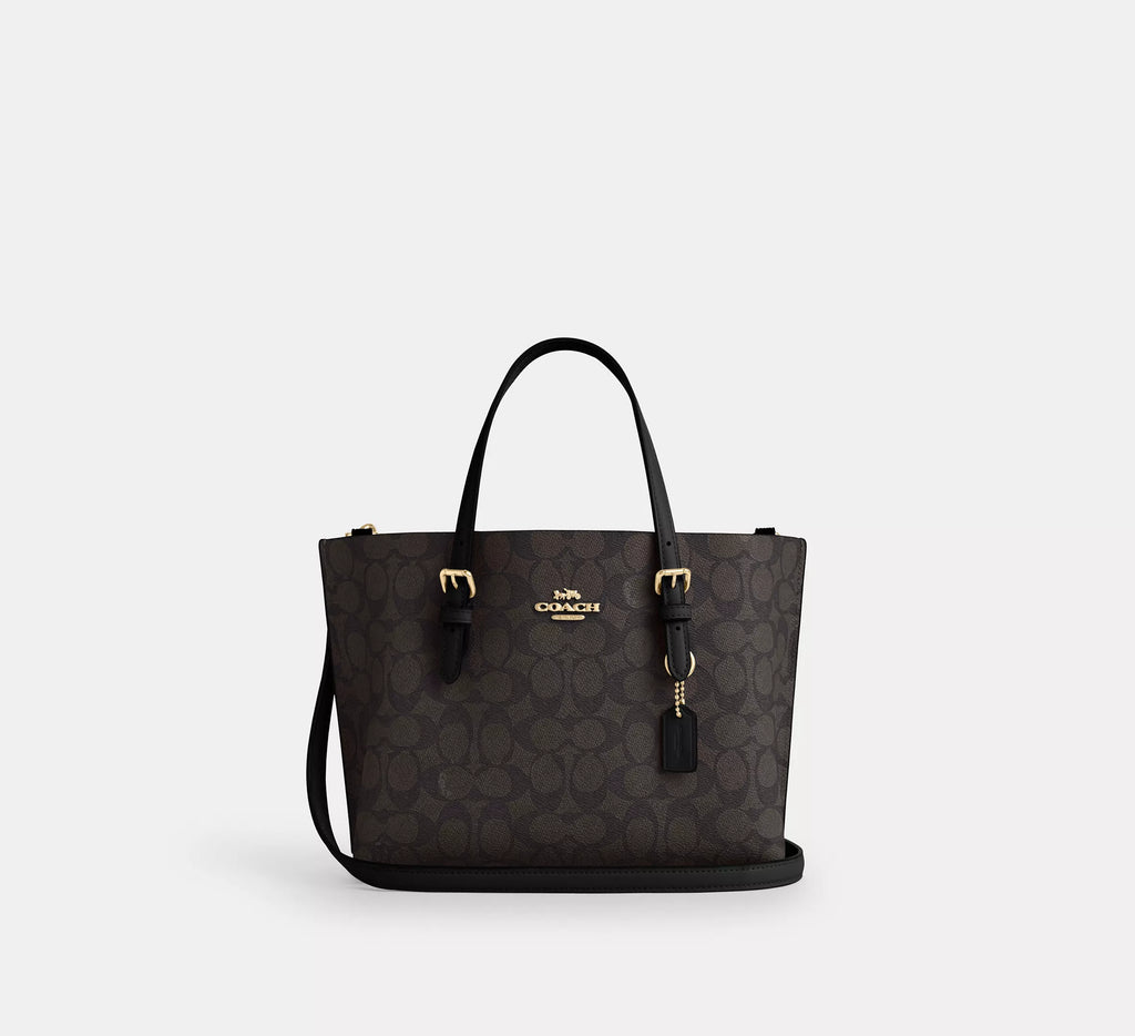 Mollie Tote Bag 25 In Signature Canvas -  Gold/Walnut/Black