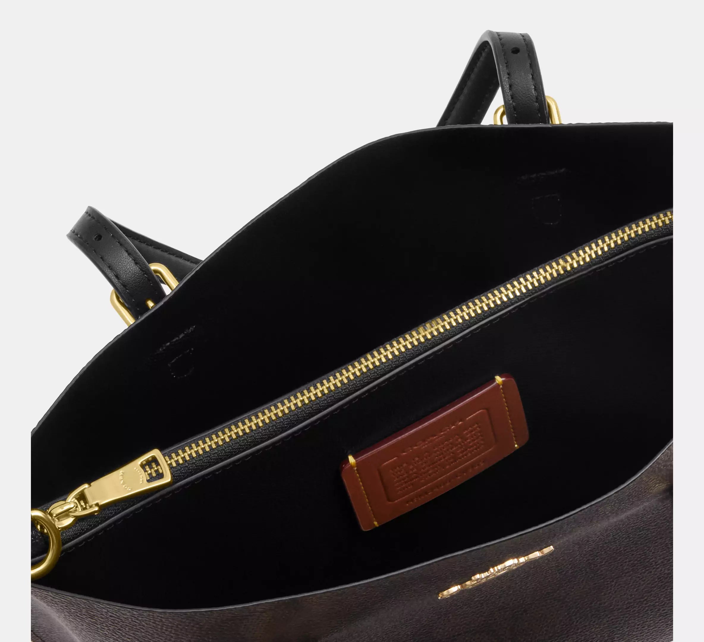 Mollie Tote Bag 25 In Signature Canvas -  Gold/Walnut/Black