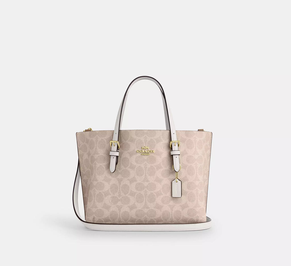 Mollie Tote Bag 25 In Signature Canvas -  Gold/Sand/Chalk