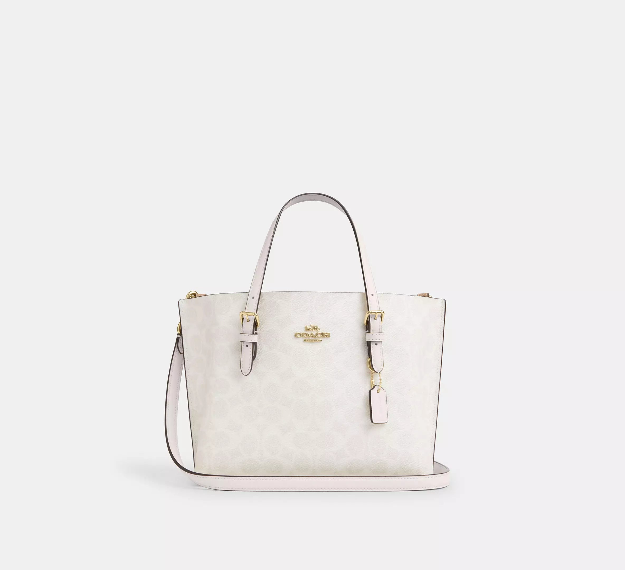 Mollie Tote Bag 25 In Signature Canvas -  Gold/White/Chalk