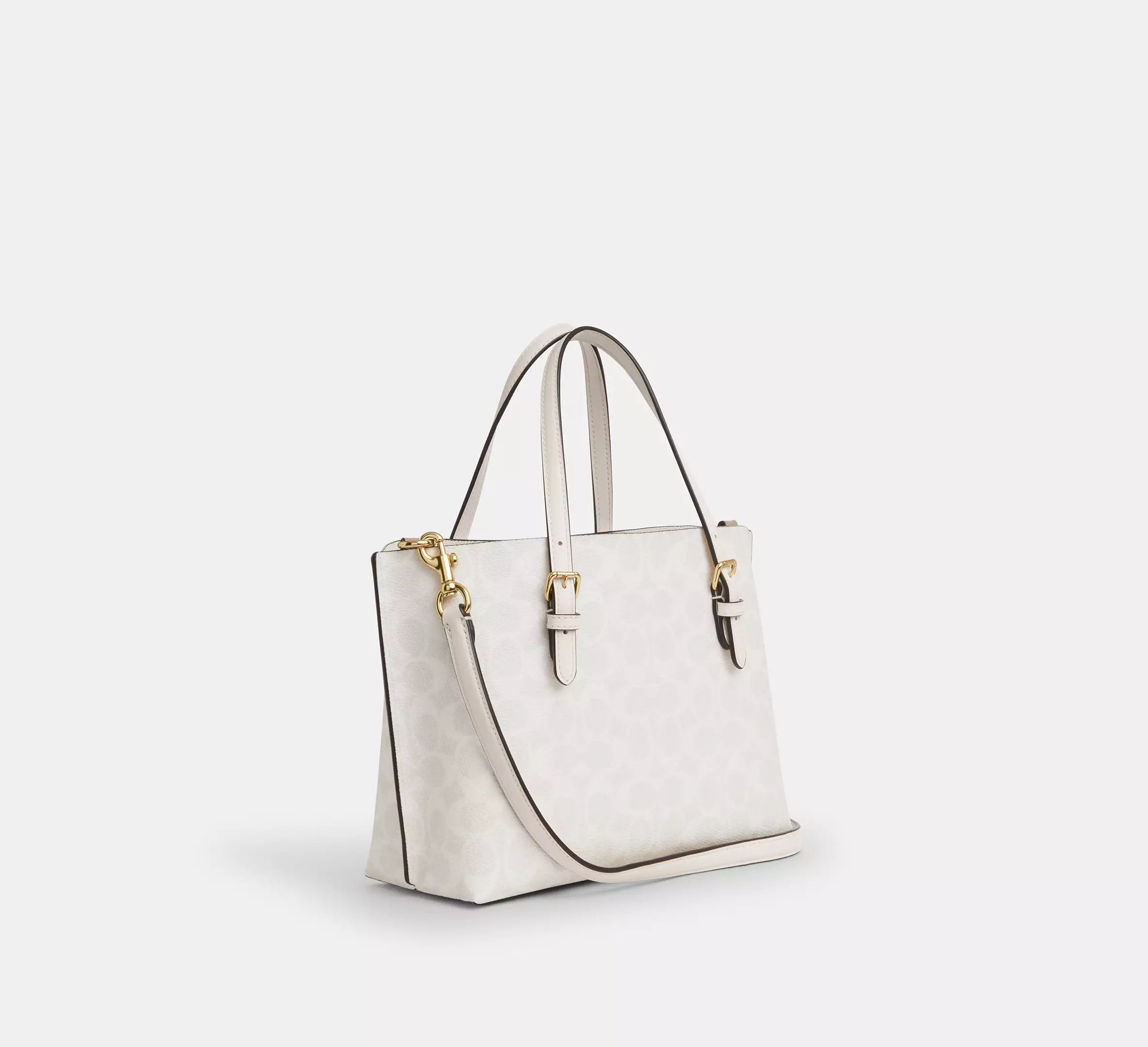 Mollie Tote Bag 25 In Signature Canvas -  Gold/White/Chalk