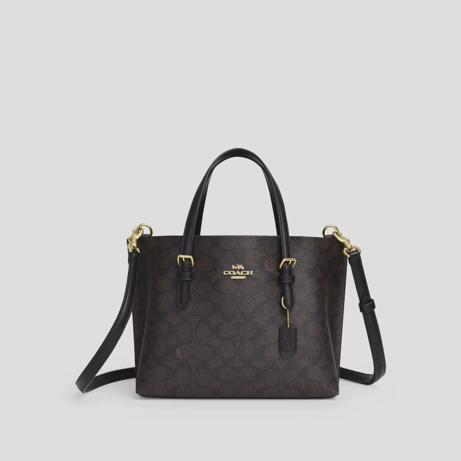 Mollie Tote Bag 25 In Signature Canvas -  Gold/Walnut/Black