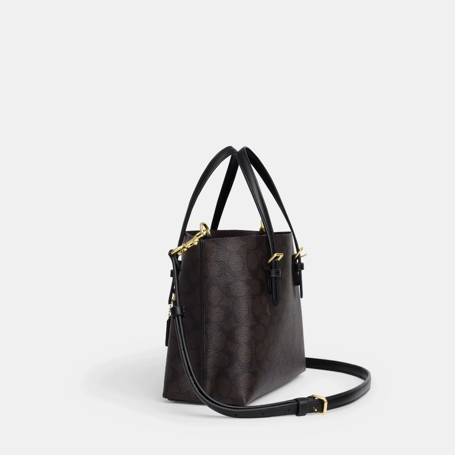 Mollie Tote Bag 25 In Signature Canvas -  Gold/Tan/Black